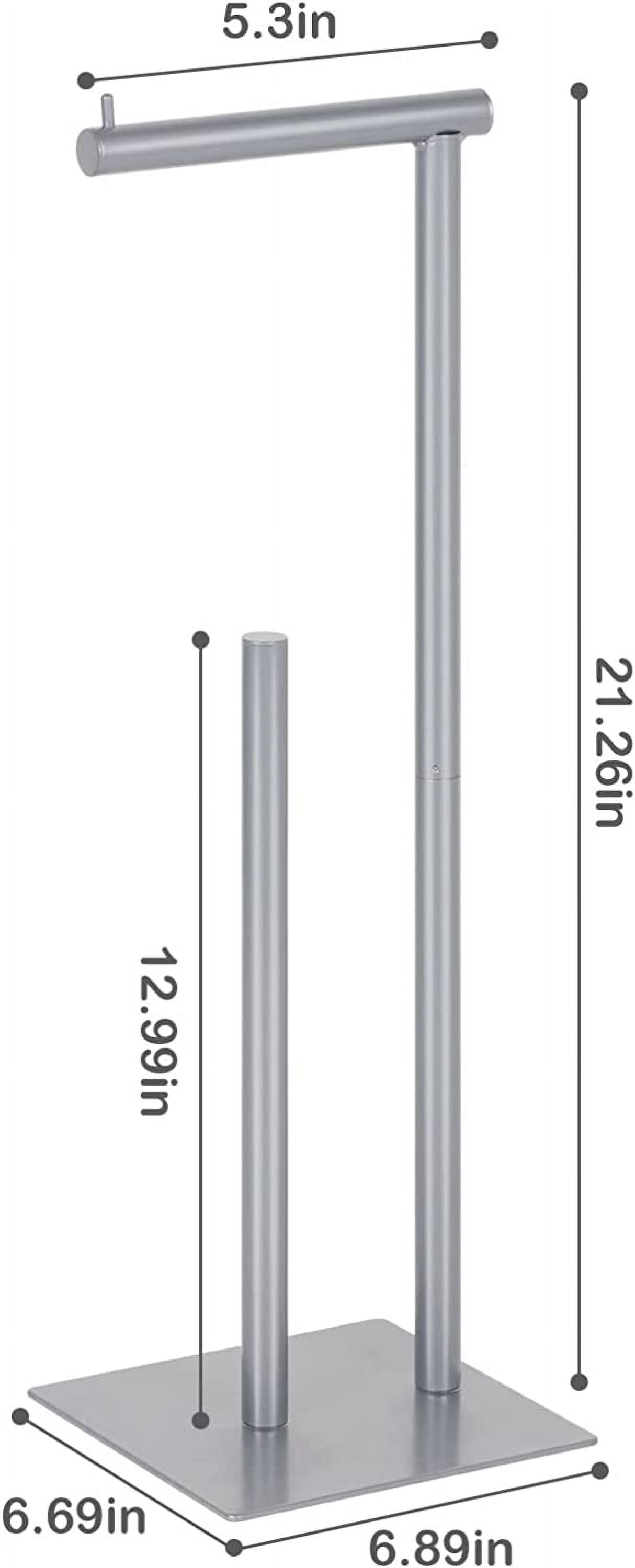 Freestanding Silver Toilet Paper Holder Stand with Reserve Storage Holder, Set of 2
