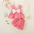 thumbnail image 2 of ASFGIMUJ Summer Toddler Girls Sleeveless Bowknot Tops Shorts Two Piece Outfits Set For Kids Clothes,Size 12 Months-18 Months, 2 of 4