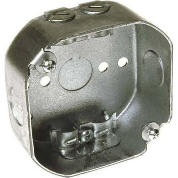 Hubbell Electrical Octagon Box 1-Gang Galvanized Steel - Includes L Clamps - 4" Silver