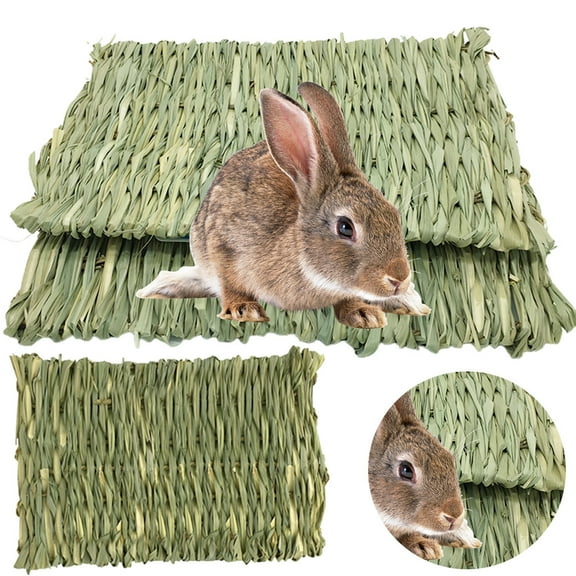 Pet Enjoy Grass Mat for Rabbit Bunny Chew Toys,Small Animal Woven Bed Mat Chew Toy for Guinea Pig Chinchilla Squirrel Hamster and Small Animal