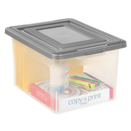 IRIS® File N Stack Plastic Storage Containers With Snap Lids, Case Of 2