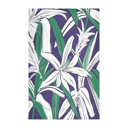 

White Lily Pattern Kitchen Towels 6-Piece Pack Tea Towels for Kitchen Decorative Waffle Design 28x18in