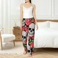 thumbnail image 6 of Lsque Skull and Roses Print Women's Pajama Pants, Lounge Pant - Comfortable Home Wear,Elastic Waistband, Stylish Design-Large, 6 of 9