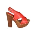 thumbnail image 2 of Breckelles CC16 Women Leatherette Open Toe Criss Cross Slingback Platform Chunky Heel Sandal, 2 of 5