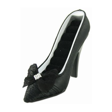 Jacki Design Black Gown Bow Shoe Ring Holder