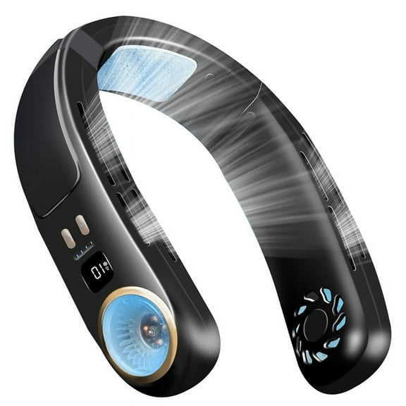 Neck Air Conditioner Portable Fan Rechargeable Bladeless Fans That Blow Cold Personal Cooler Black