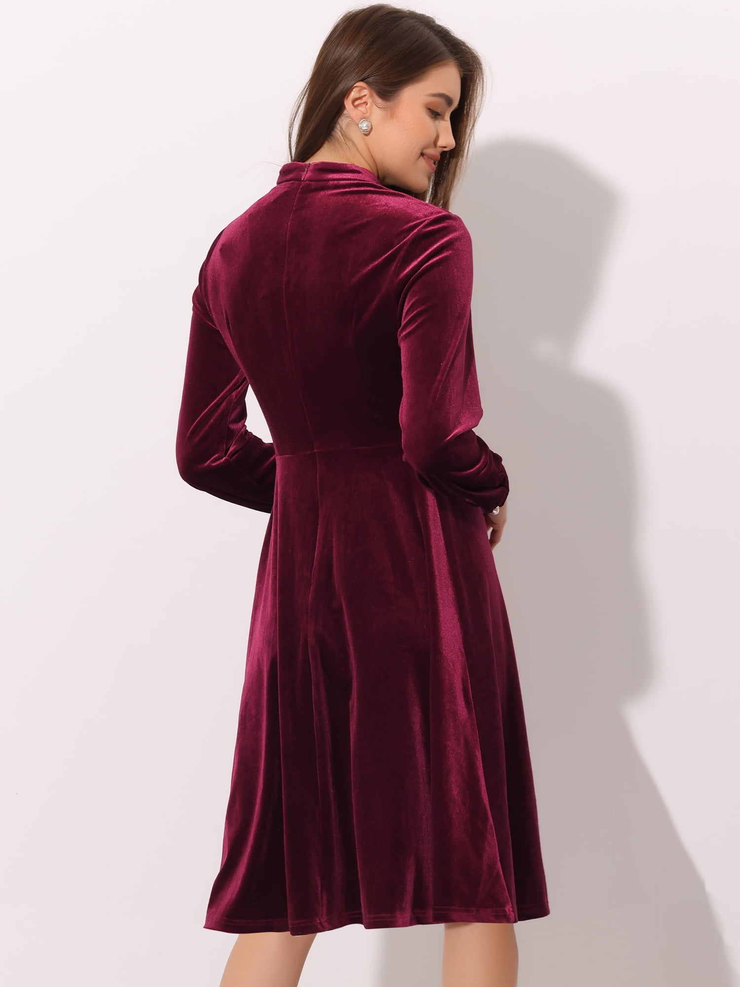 DARING DIVA Button Front Ruffle Vintage Flared Dress S Burgundy