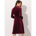 thumbnail image 3 of DARING DIVA Button Front Ruffle Vintage Flared Dress S Burgundy, 3 of 6