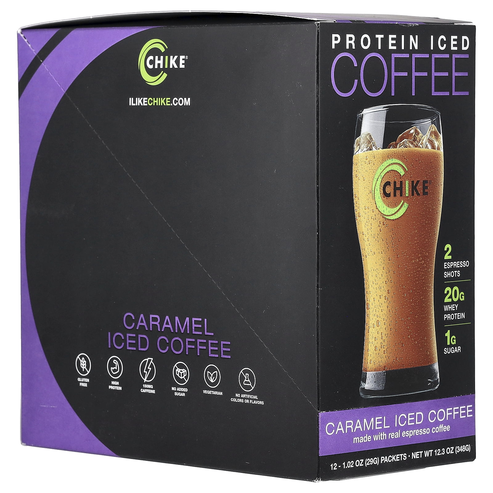 Chike Nutrition Protein Iced Coffee, Caramel, 12 Packets, 1.02 oz (29 g) Each