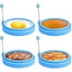thumbnail image 1 of Anillos de huevo de silicona, 4 pulgadas, apto para alimentos, revestimiento antiadherente, huevos fritos, panqueques, sándwiches de desayuno, anillo de muffin de huevo, azul, 4 piezas Ormromra YQ-1227, 1 of 5