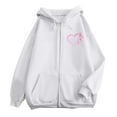 thumbnail image 5 of Breast Cancer Awareness Hoodies for Women 2025 Fleece Lined Zip Up Hoodie with Pockets Hooded Sweatshirt Pullover Tops, 5 of 7