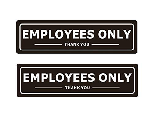 Office Door Signs for Business Store Restroom Wall Employees Only Sign 7.0 x 2.0 Durable Aluminum Metal with Strong Self Adhesive 4 Pack, Silver 7 x 2 inches