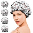 thumbnail image 7 of Shower Caps,White Cow Moo Milk Pattern Waterproof Shower Cap for Women 4 Pieces,Double Reusable Hair Cover for Shower PEVA Elastic Stretch Hem, 7 of 7