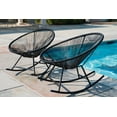 thumbnail image 4 of Xbrand 34.6" L Oval Black Rattan/Steel Indoor Outdoor Hammock Weave Rocking Chair (Set of 2), Lawn and Garden Lounge, Weather Resistant, Modern Patio Furniture, 4 of 6