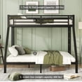 thumbnail image 3 of Bellemave Twin XL over Queen Bunk Bed Heavy Duty Metal Bunk Beds with 2 Ladders and Guardrails Space Saving 2 Bunk Beds Noise Reduced Queen Bunk Bed for Adults, Teens, Black, 3 of 12