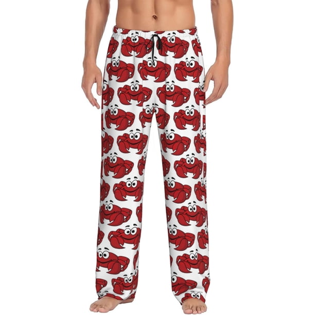 Balery Cute Red Crab Pantalones de pijama para hombre, pijama ultraligero, pantalón de descanso-Large