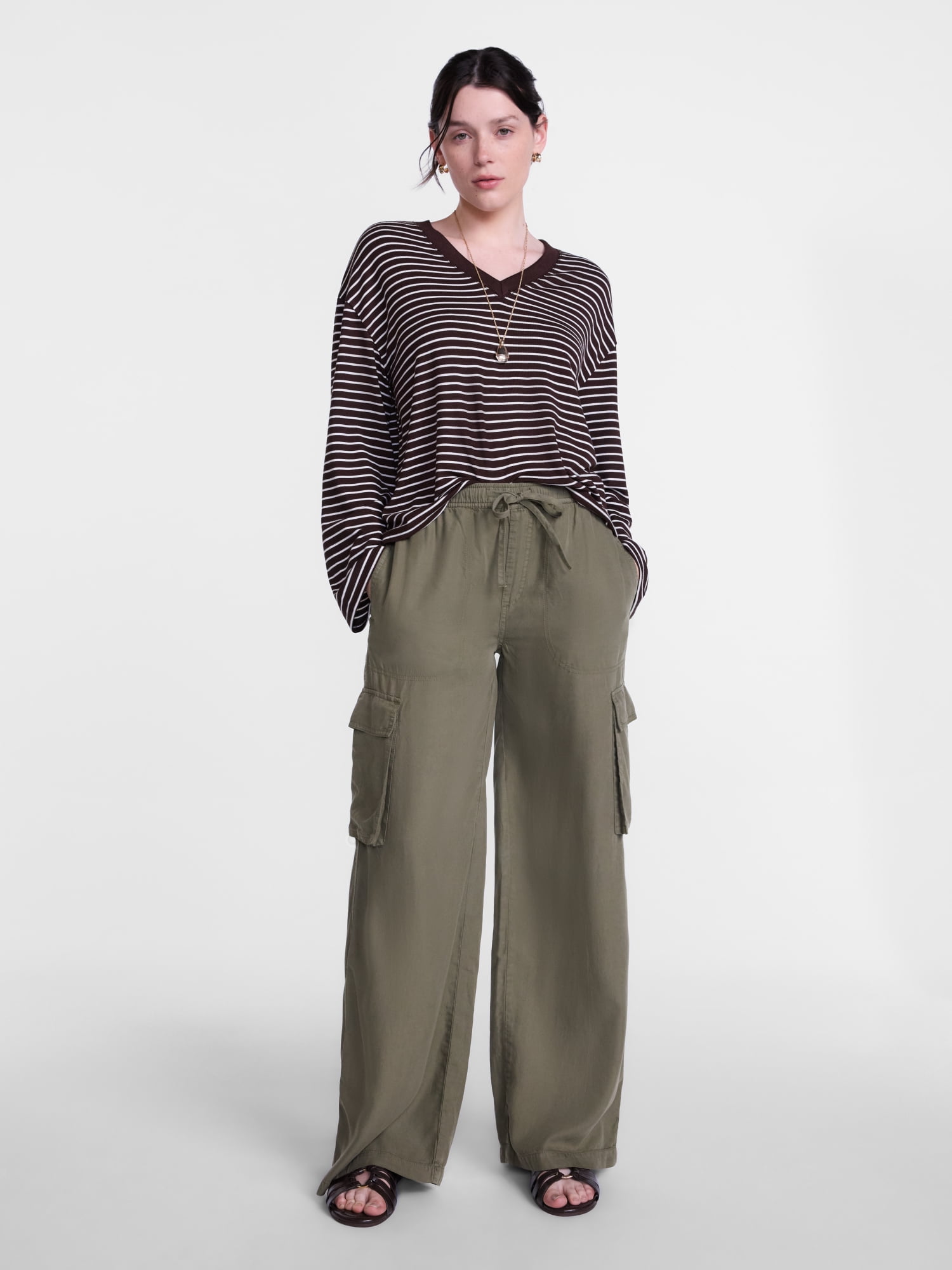 Scenario Women's and Women's Plus Relaxed Tee with Long Sleeves, Sizes XS-4X