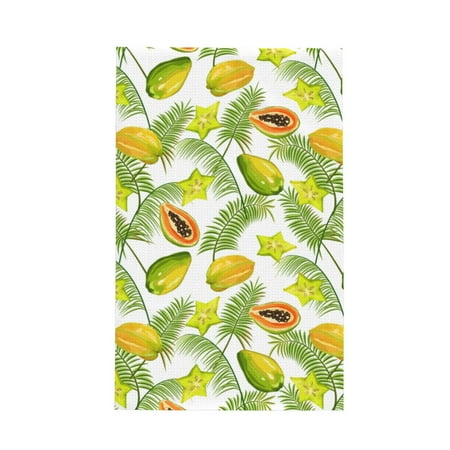 

Absorbent Kitchen Towels Papaya Star Fruit Leaf Quick Drying Dish Towels for Kitchen Drying Soft Hand Towels with Lanyard for Kitchen Decor