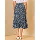thumbnail image 5 of Falmidi fluicon dobladillo con volantes escalonados y cintuelástiestampapamujer Azul-Floral S, 5 of 6