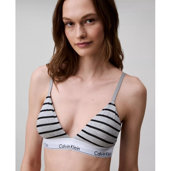 CALVIN KLEIN Stripe/Grey Modern Lightly Lined Triangle Bra, US X-Large, NWOT