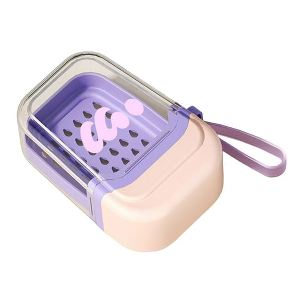 Jabonera de viaje, caja de almacenamiento sellada con drenaje, contenedor impermeable para exteriores. Rosa púrpura
