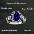 thumbnail image 3 of Gemstone Rings in Stainless Steel Ring Size - 8 Lapis Lazuli Birthstone Jewelry Birthday Christmas Gifts for Women, 3 of 7