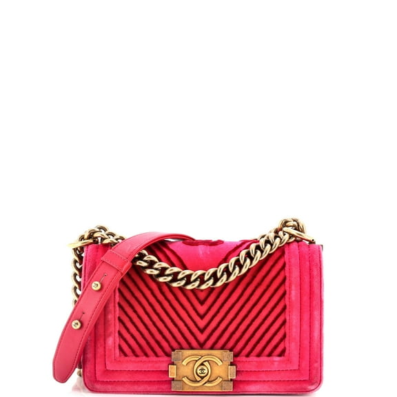Pre-Owned Boy Flap Bag Chevron Velvet Small By Rebag