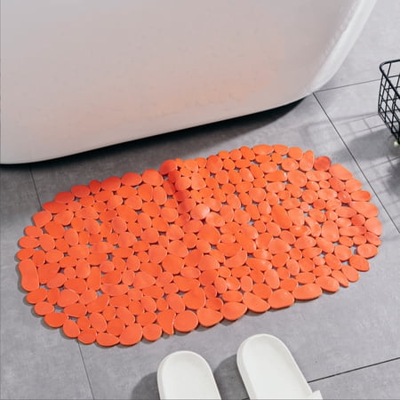Bathtub Shower Mat Non Slip for Both Textured and Smooth Floor Extra Long Large Soft Massage Bathroom Mat Silicone Safety Bath Tub Anti Slip Matt for Elderly Kids-14X26 Grey…