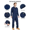 thumbnail image 5 of Ubon Men's Long Sleeve Coveralls Cotton Twill Workwear Action Back Mechanic Jumpsuit Navy L, 5 of 9