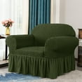 thumbnail image 3 of Subrtex Stretch 1-Piece Seersucker Armchair Slipcover with Ruffle Skirt, Olive, 3 of 7