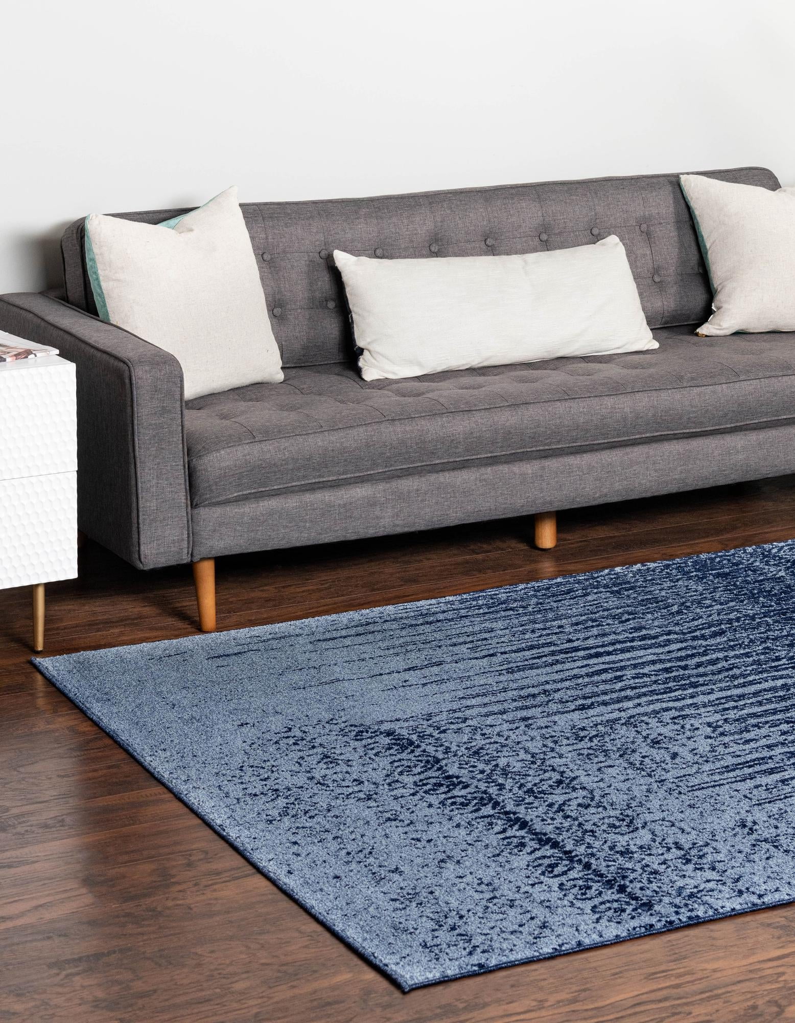 Rugs.com Angelica Collection Rug – 3' x 5' Blue Medium Rug Perfect For Entryways, Kitchens, Breakfast Nooks, Accent Pieces