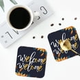 thumbnail image 4 of Honeii Sunflower Welcome A Print Leather Coaster Set of 4, Ideal for Safeguarding Your Furniture from Drinks Spills and Effortless Cleanup-Square, 4 of 6