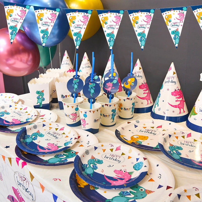 Cartoon Theme Disposable Cups Plates Tablecloth Party Decoration Blue