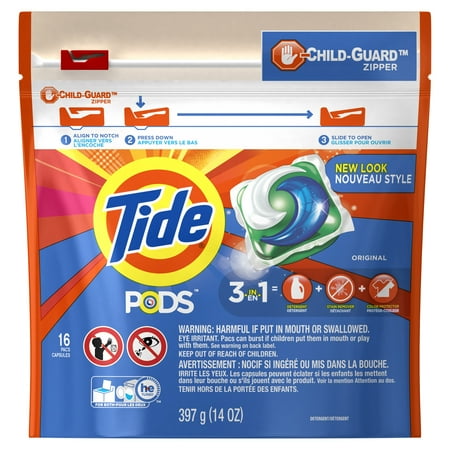Tide PODS Original Scent HE Turbo Laundry Detergent Pacs, 16 count