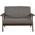 thumbnail image 3 of Castle Place Mid-Century Upholstered Linen Loveseat, Dark Grey, 3 of 7