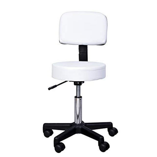 HOMCOM Tabouret de Massage Réglable Spa Salon de Beauté Chaise Pivotante pour le Visage Élévateur à Gaz Manucure, Blanc