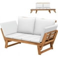 thumbnail image 2 of Homall Outdoor Sofa Patio Acacia Wood Daybed with Adjustable Armrests, White, 2 of 7