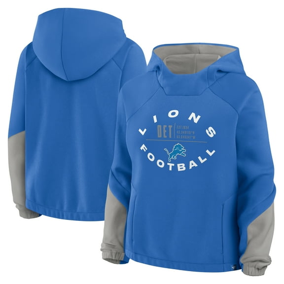 Women's Fanatics Blue Detroit Lions Oversized-Redzone Bubble Screen Pullover Hoodie