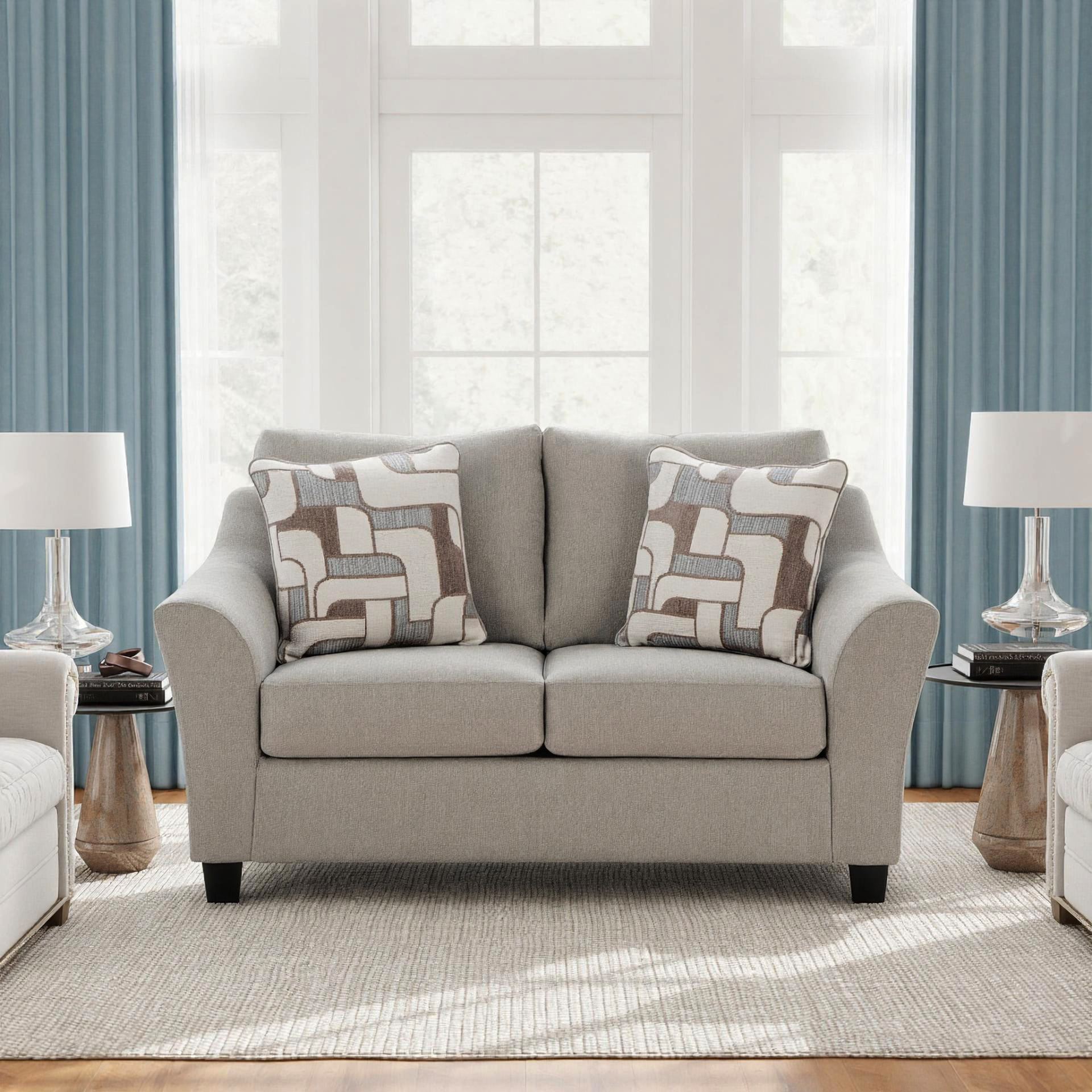 Roundhill Furniture Elaris Contemporary Flared Arm Loveseat with Soft Chenille Upholstery, Taupe