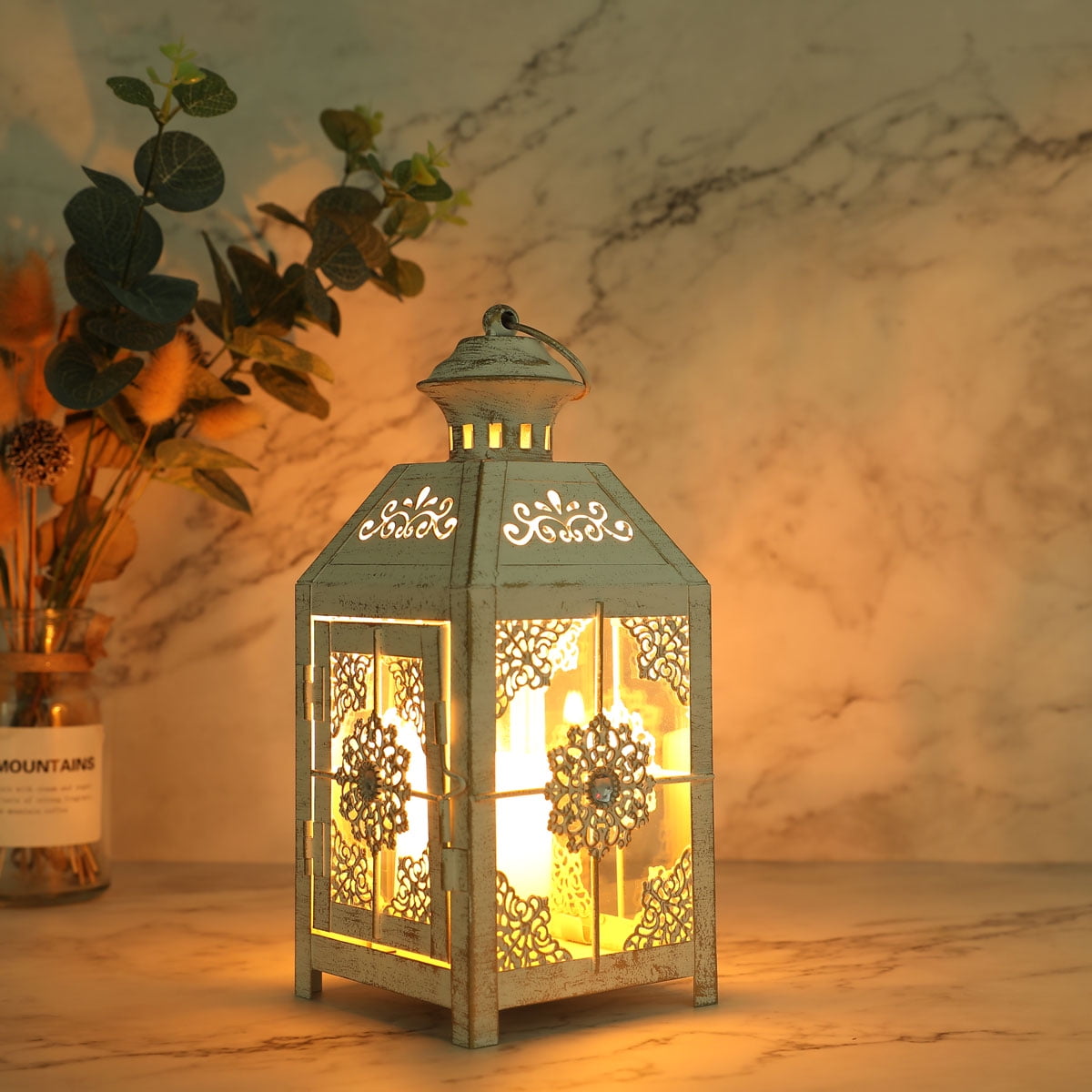 JHY DESIGN Decorative Metal Candle Lantern - White Guam | Ubuy
