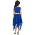thumbnail image 2 of IEFIEL Kids Girls Bronzing Loose Fit Church Liturgical Dress Metallic Color Contrast Worship Praise Dance Dress Blue 12, 2 of 7