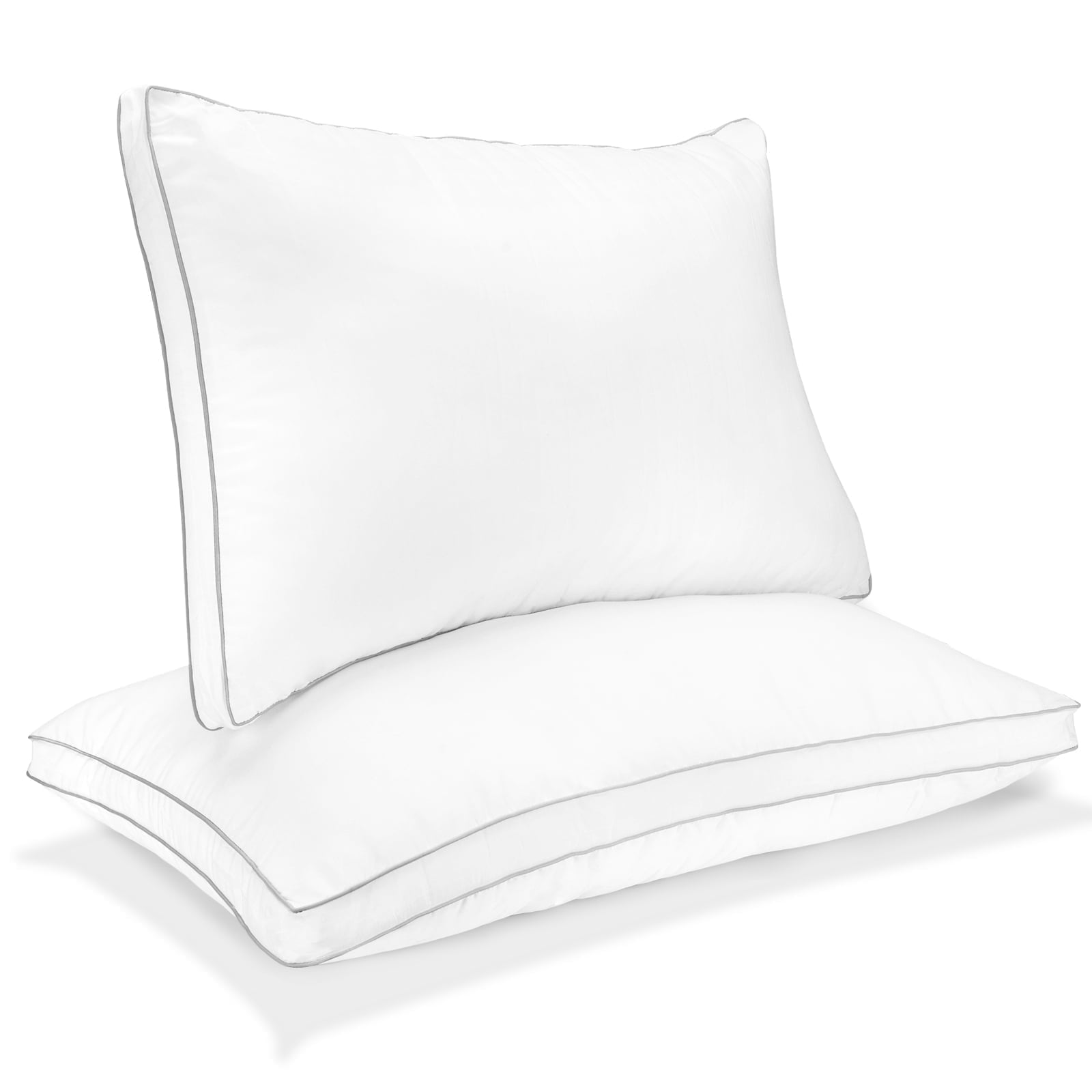 Pillows Queen Size Set of 2, Bed Pillows 2 Pack Hotel Quality, Gusseted Pillow for Back, Stomach or Side Sleepers, Double-Piping Seam Down Pillow