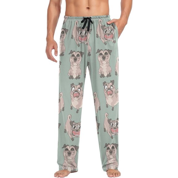 GZHJMY Funny Pugs Men’s Cotton Pajama Pant – Lounge Pjs Bottom with Pockets Drawstring, Pajama Bottoms for Home and Rest, Medium