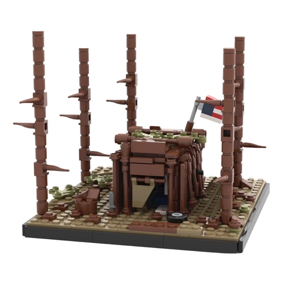 Castle Byers Building Blocks Set 417PCS Forest Hut Scene Model with Flag & Trees Rustic Survival Shelter DIY Construction Kit Display Decor Collectible