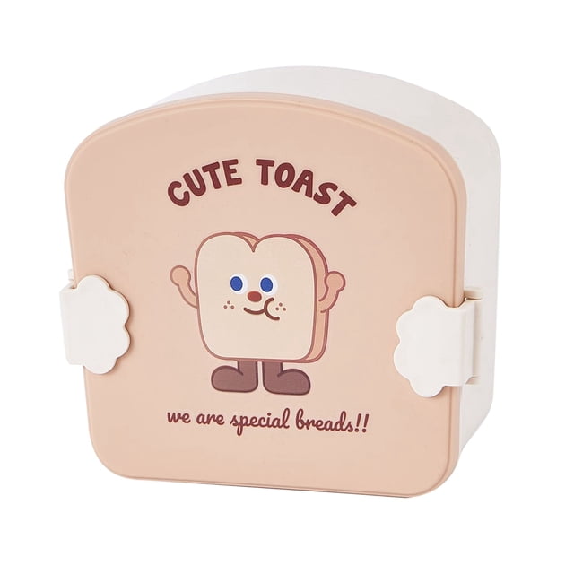 Qukaim Boîte à bento pour enfants - Boîte à bento pour enfants - Aspect dessin animé - Séparateur alimentaire - Boîte à déjeuner portable - Boîte de rangement pour déjeuner - Kaki - Motif toast
