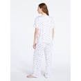thumbnail image 2 of Joyspun Women's Dreamy Soft Collection Short Sleeve Sleep Top and Open Leg Pants Pajama Set, 2-Piece, Sizes XS-3X, 2 of 5