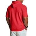 thumbnail image 4 of Short Sleeve Hoodies for Men Casual Vintage Mens Pocket T Shirts Kangaroo Pocket Red S, 4 of 8