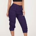 thumbnail image 2 of Women's Pants Fashion Casual Pants For Women Cargo Trousers Cargo With Pocket High Waist Jogging Bottoms Solid Color Summer Trousers, 2 of 7