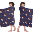 thumbnail image 4 of Cute Hedgehog Pattern Hooded Bath Towel，60"x35" for Ages 3 To 12 Kids, Quick Dry Lightweight Soft Microfiber Hood Beach Towel Cover Up for Kids, 4 of 7