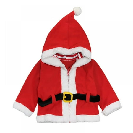 

GYRATEDREAM Christmas Toddler Clothes Santa Baby Girls Boys Hooded Zipper Jacket Coat Long Sleeve Fleece Tops Warm Outerwear 1-6 Years